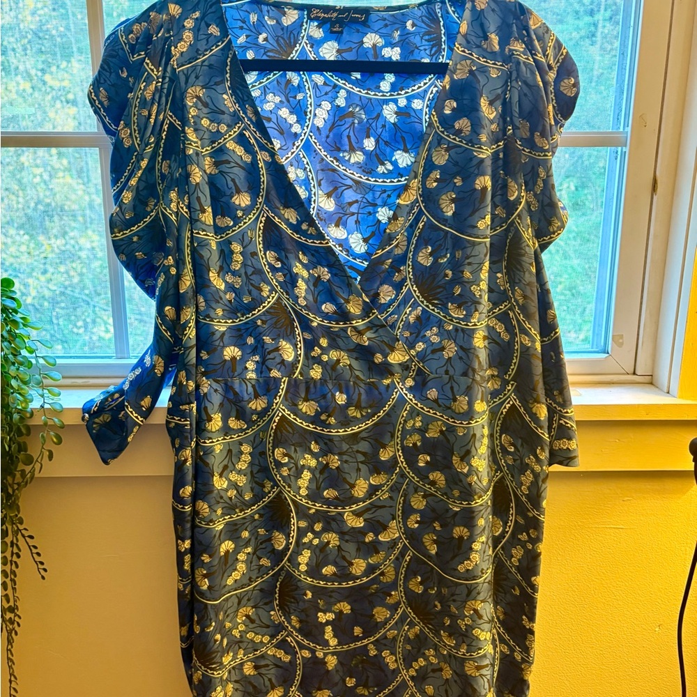 Elizabeth and James Blue and white dress